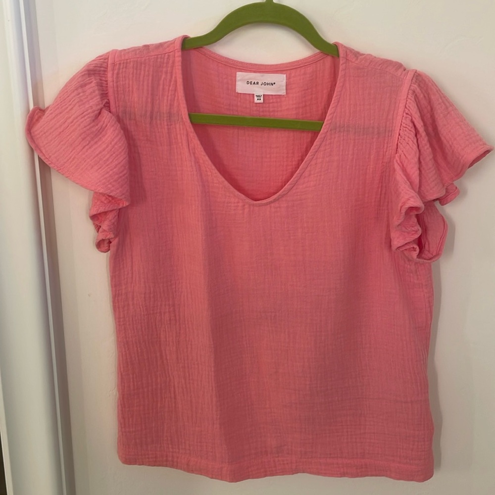 Dear John pink flutter sleeve top